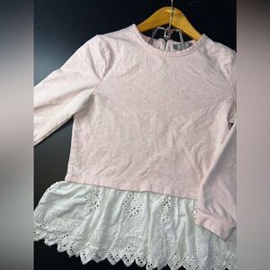 Marled Reunited Clothing Pink Sweatshirt with Eyelet Ruffle Size Medium EUC